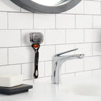 Linkidea 2 Pack Wall Mounted Razor Holder, Waterproof Shaving Stand Accessories, Compatible with Gillette Fusion 5, Labs with Exfoliating Bar, Dorco Pace 6 Pro, Harry's 5 Blade (Grey)