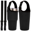Linkidea 2 Pack Neoprene Tumbler Carrier with Strap Compatible with YETI Rambler Tumbler 30oz, Greens Steel Beast Tumbler 30oz, Waterbottle Sling Bag Holder with Shoulder Strap (Black)