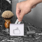 Linkidea 4 Pack Safety Razor Blade Bank, Tin-Plated Metal Blade Disposal Container for Used Double Edge Blades, Recyclable Storage for Bathroom & Travel (White)