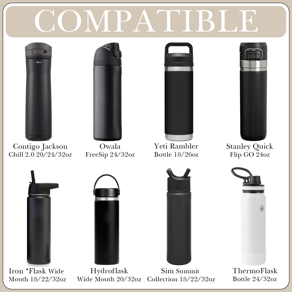 Linkidea Water Bottle Carrier with Strap Compatible with Owala FreeSip 24oz/32oz, IRON FLASK Wide Mouth 32oz, Bottle Shoulder Strap Bag Holder with Phone Pocket (Beige)