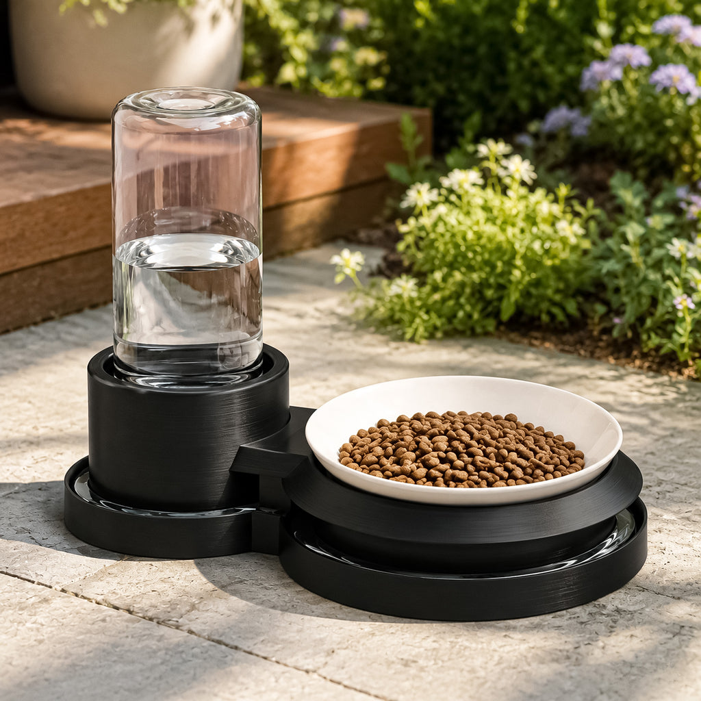 Elevated Cat Bowl Stand with Water Moat Ant Barrier, Raised Food Dish Holder, Pest Deterrent Feeding Station for Indoor/Outdoor Cats, Base Keeps Ants Away from Kibble and Wet Meals