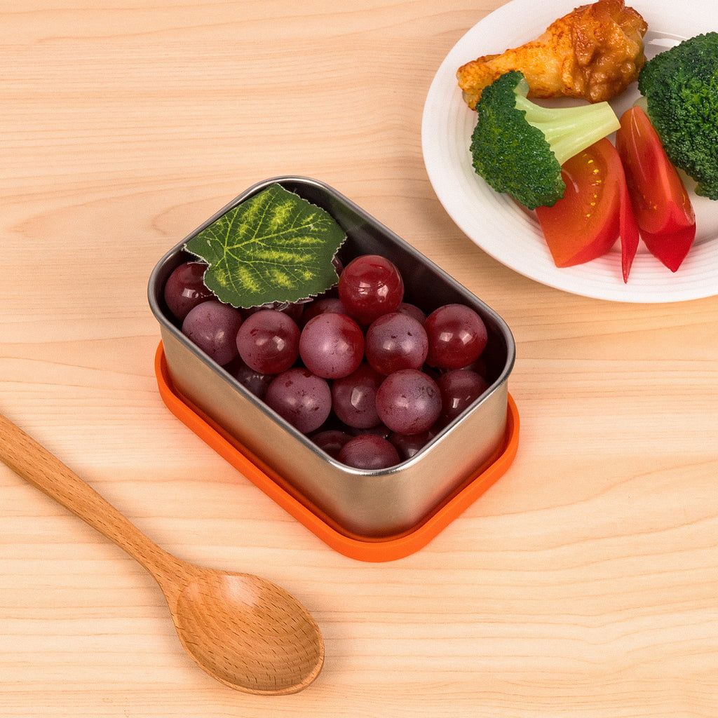 Linkidea 304 Stainless Steel Rectangle Bento Lunch Box, with Silicone Lids Dishwasher Safe, Plastic Free Storage Bento Box Container (12oz)
