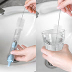 Linkidea 2 in 1 Portable Toothbrush Built-in Tube, Refillable Toothpaste Container Case, Travel Fold Kit with 2 Replace Head and 2 Cleaning Brushes (Blue, White)