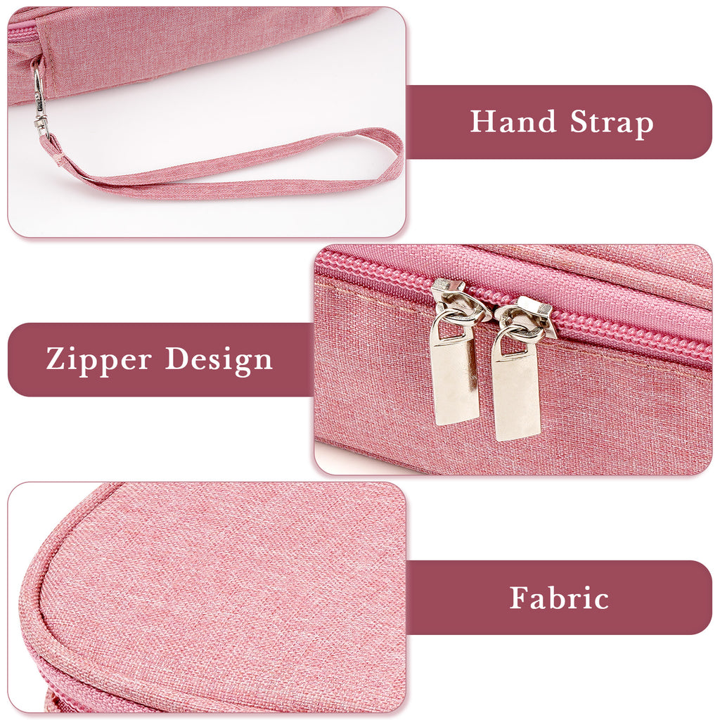 Linkidea Travel Snack Bags, Thermal Insulated Container for Fruit, Lightweight Leakproof Outdoor Food Cooler Bag, Portable Storage Accessories Fits Picnic (Pink)
