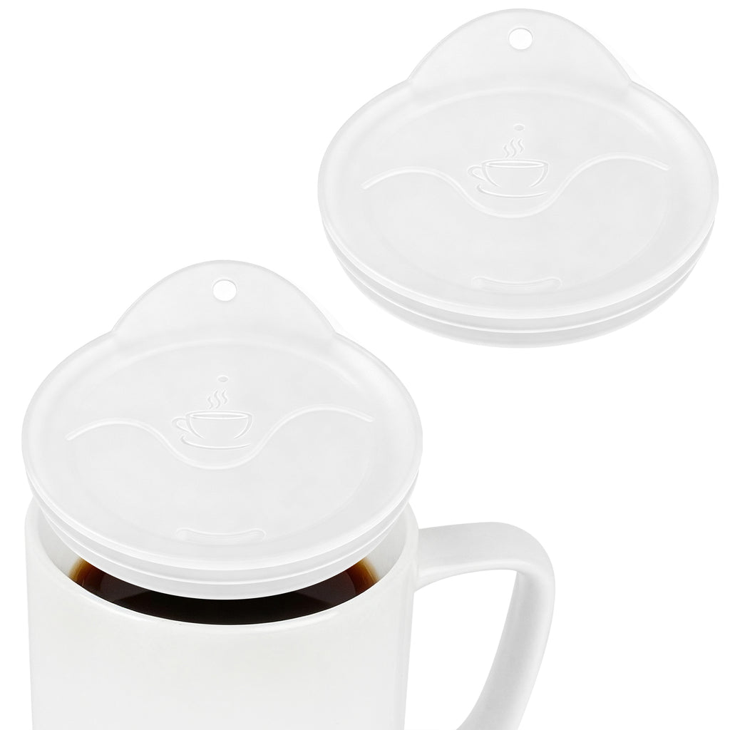 Linkidea 2 Pack Silicone Coffee Mug Lid for 3"(76mm) to 3.4"(86mm) Inside Diameter Mugs, Splash Resistant Replacement Mug Lid for Home, Office, Travel, Dishwasher-Safe (Clear)