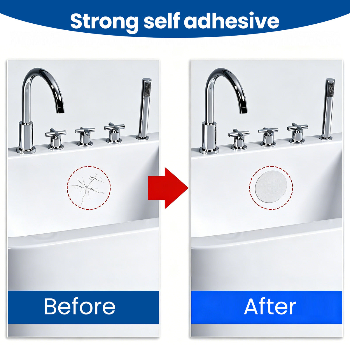 Linkidea A4-Size Tub Repair Patch, Self-Adhesive Crack Repair Patch, Waterproof Peel-and-Stick Sheet Compatible with Acrylic Bathtub, Sink, Shower Surface (White)