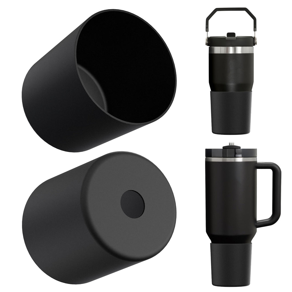 Linkidea Water Bottle Boot Compatible with Stanley Quencher H2.0 20oz/30oz/40oz, IceFlow Flip 20oz/30oz, Silicone Waterbottle Bottom Sleeve Cover Protector, Bottle Bumper (Black / 2 Pack)