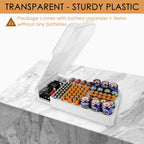 Linkidea Battery Organizer Storage Case, Battery Storage Box with Tester Holds 93 Batteries Various Sizes for AAA, AA, 9V, C, D, and Button Battery