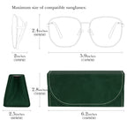 Extra Large Sunglasses Pouch Case, Green Vegan Leather Eyewear Organizer Soft Bag Compatible with Rayban RB4401D/RBS0101S/RB8097/RB8089/RB4098