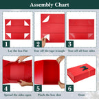 Linkidea Quick Assemble Luxury Gift Box with Magnetic Closure, Large Packaging Box with Ribbon, Shredded Paper Card, Compatible with JBL, Beats, Bose Over-Ear Headphone Gifts (Red)