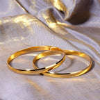 65 mm (2.56") Bangle Set of 8 for Women, 6 mm Wide Gold-Tone Stainless Steel Stackable Bracelets - Fits Palm Width up to ~90 mm