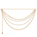 Plus Size Waist Chain for Women, 4 Layers White Pearl Fashion Body Chain, 31.5-45 Inch Adjustable Chunky Belt Accessory
