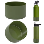 Linkidea 2 Pack Water Bottle Boot Compatible with IRON °FLASK Wide/Narrow Mouth 12oz/14oz/16oz/18oz/20oz/22oz/24oz, Silicone Bottle Bottom Sleeve Cover Bumper Protector (Army Green)