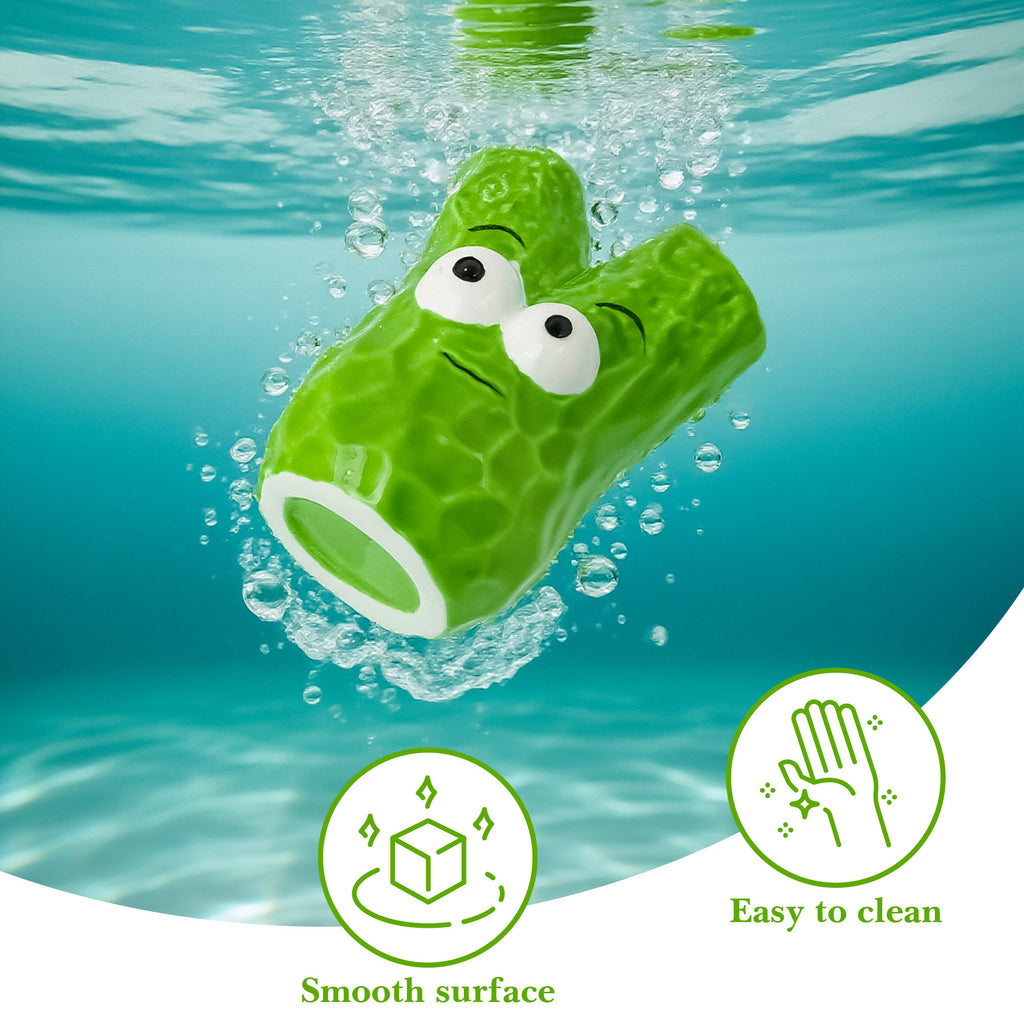 Linkidea Countertop Toothbrush Holder for Bathroom, Ceramic Cute Decor Stand for Manual Toothbrush, Vanity 2 Slots Organizer Compatible with Oral-B CrossAction, Colgate Slimsoft (Green)
