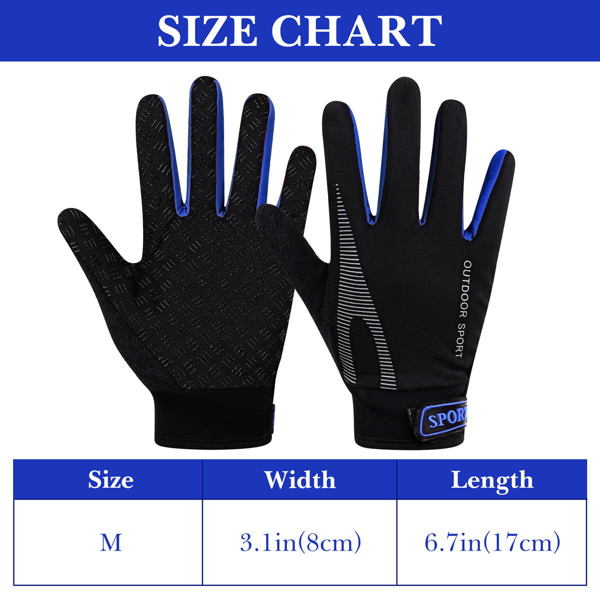 Linkidea Kids Winter Running Gloves, Adjustable Compression Gloves with Anti-Slip Grip Fits Kids Youth, Breathable Soccer Accessories Compatible Touchscreen (Blue, M)