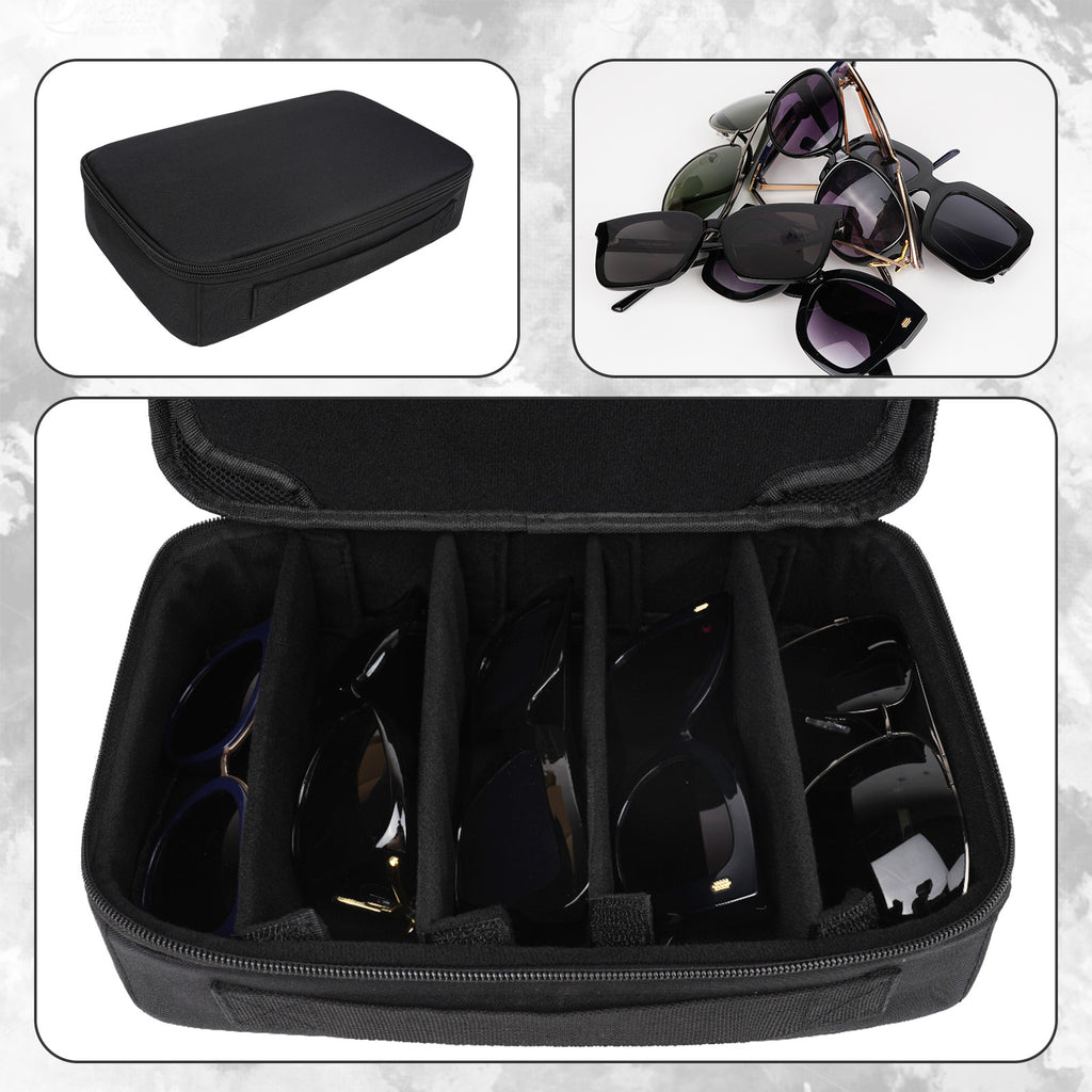 Extra Large Sunglasses Case, 5 Slot Oversized Sun Glasses Storage Bag Organizer Compatible with Gucci GG0876S GG1020S GG0595S GG1241S GG1207SA GG1267SA