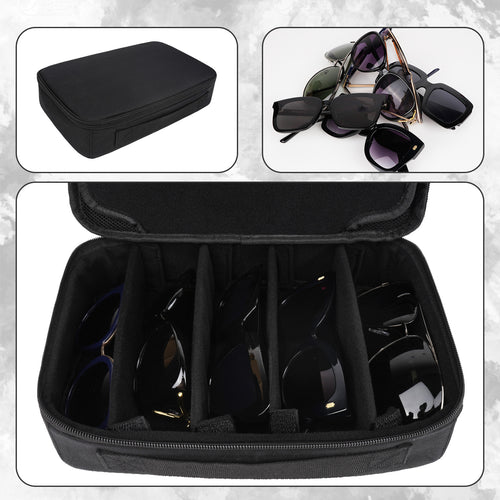 Extra Large Sunglasses Case, 5 Slot Oversized Sun Glasses Storage Bag Organizer Compatible with Gucci GG0876S GG1020S GG0595S GG1241S GG1207SA GG1267SA