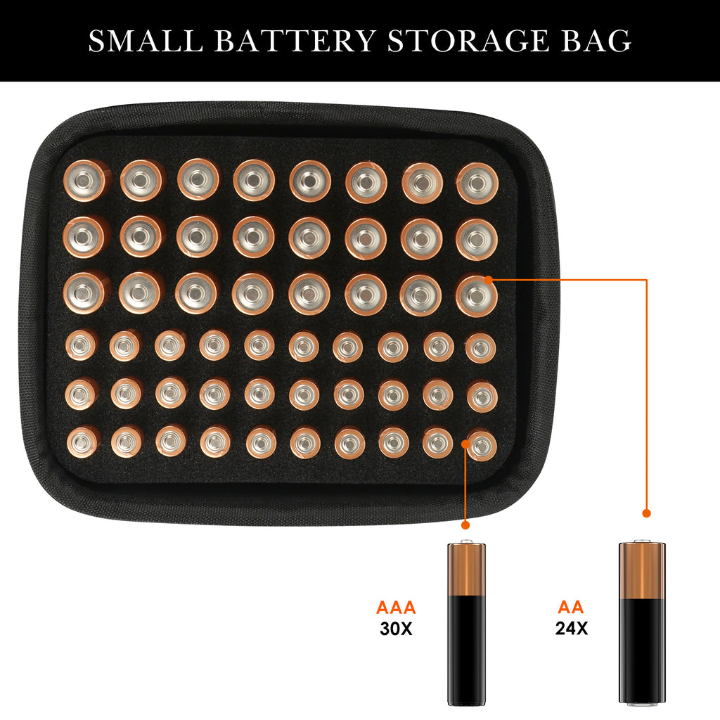 Linkidea Small Hard Case Battery Organizer Storage Box, Portable Holder and Carrying Container for 54 AA AAA Cells, Compact Travel Storage Case (Black)