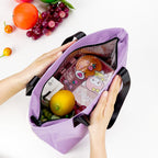 Linkidea Insulated Lunch Bag, Reusable Lunch Tote Bag with Zipper for Men & Women, Insulated Lunch Box Bag with Hand Strap Compatible with Bentogo, Iteryn, Bentoheaven, Ello, Natraprow (Purple)