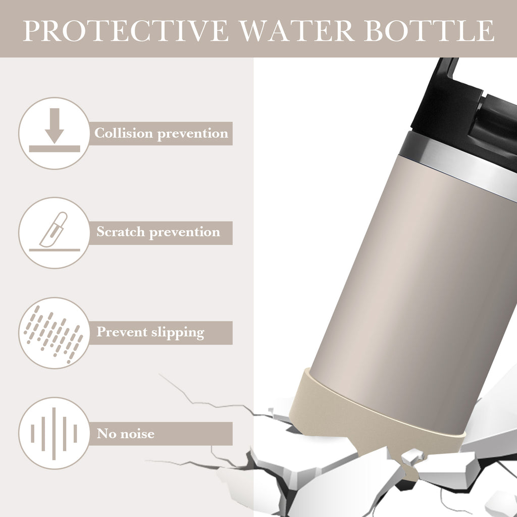 Linkidea 2 Pack Water Bottle Boot Compatible with YETI Rambler Jr. Kids 12oz, Rambler Bottle 12oz/18oz, Yonder 20oz, Silicone Anti-Slip Bottle Bottom Bumper Protector (Champagne)