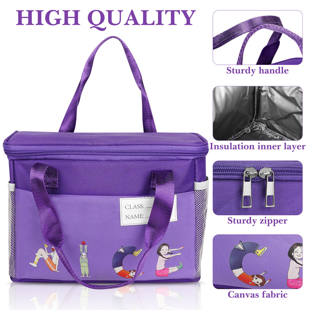 Linkidea Lunch Bag, Large Capacity Lunch Tote Bag Organizer with Hand Strap, Reusable Lunch Box Bag for Picnic, Outdoor, Compatible with B.Box, Sunhanny, Pedeco, QQKO, Xgxn Lunch Box (Purple)