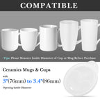 Linkidea 2 Pack Silicone Coffee Mug Lid for 3"(76mm) to 3.4"(86mm) Inside Diameter Mugs, Splash Resistant Replacement Mug Lid for Home, Office, Travel, Dishwasher-Safe (Clear)