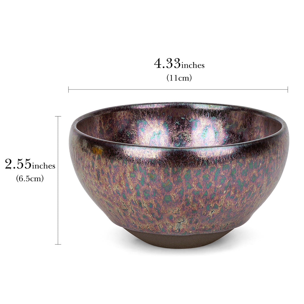 Linkidea Ceramic Shaving Bowl for Men, Jian Zhan Glaze Wet Shave Mug, Traditional Shaving Soap Lather Bowl (Purple)