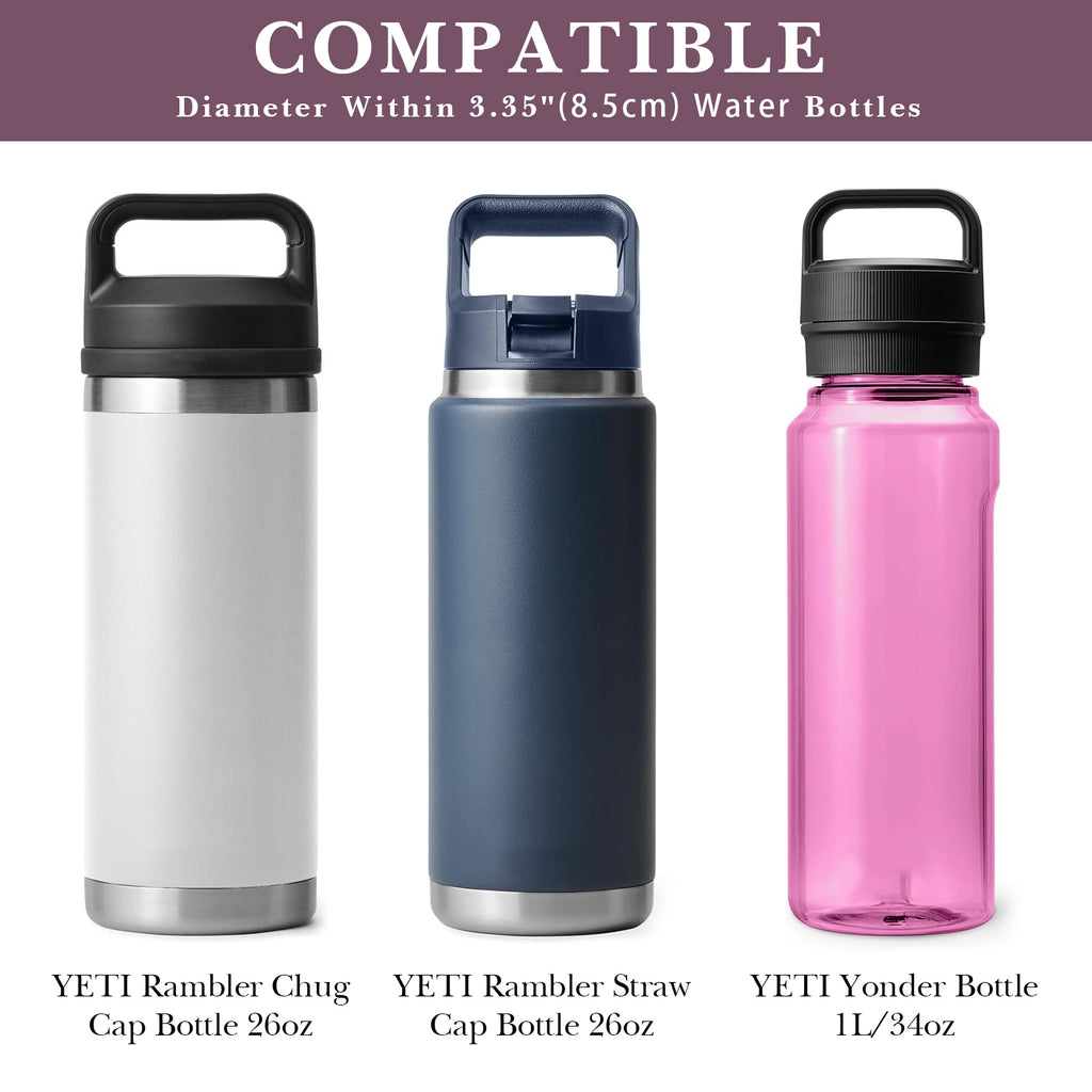 Linkidea Water Bottle Carrier with Strap Compatible with YETI Rambler Bottle 26oz/36oz, Waterbottle Sling Bag Holder with Shoulder Strap, Wine Red