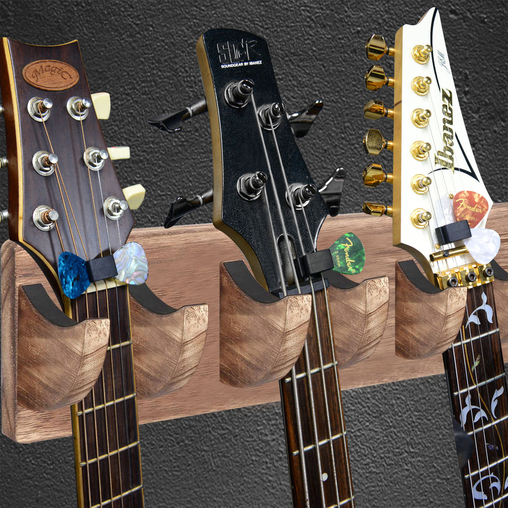 Linkidea 6-Pack Rubber Guitar Headstock Pick Holder, Pickholder for Guitar, Bass, Ukulele Thick Picks (Black)