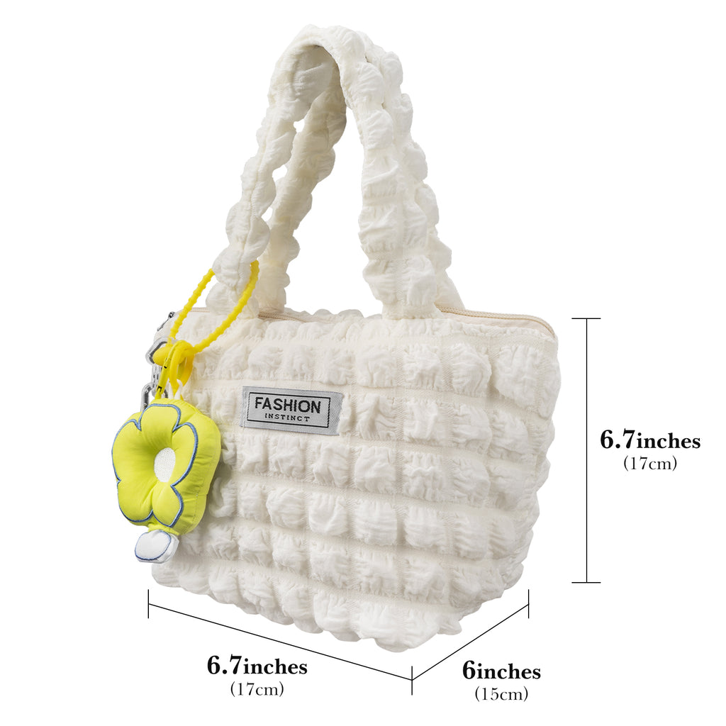 Linkidea Lunch Bag for Women, Insulated Lunch Bag with Hand Strap, Reusable Lunch Tote Bag with Zipper Fits Work, Daily Use, Compatible with Bentoheaven, Bentgo, Caperci (White)