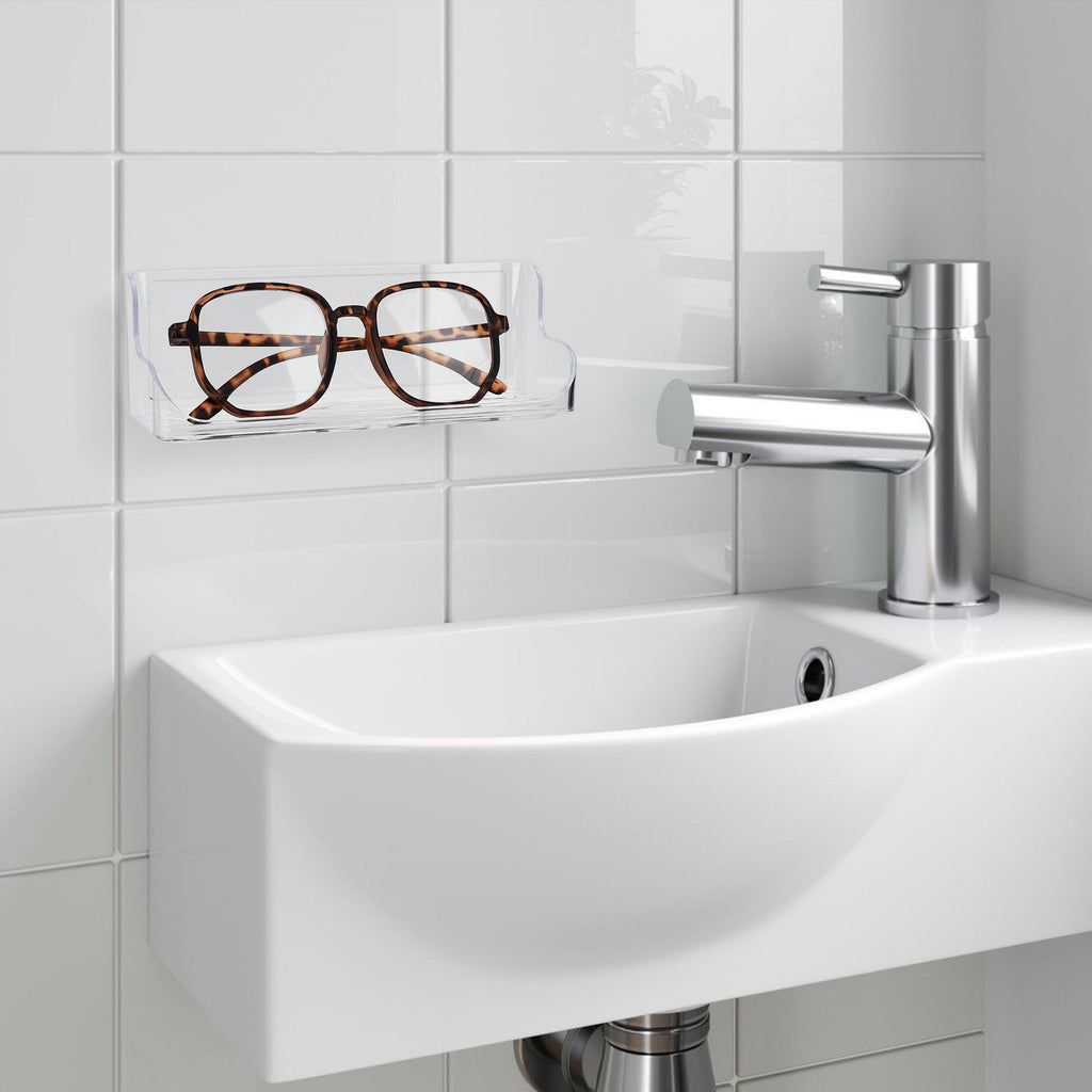 Eyeglasses Holder, Wall Mount Reading Glasses Storage Organizer for Bedroom Bathroom Study (Clear)