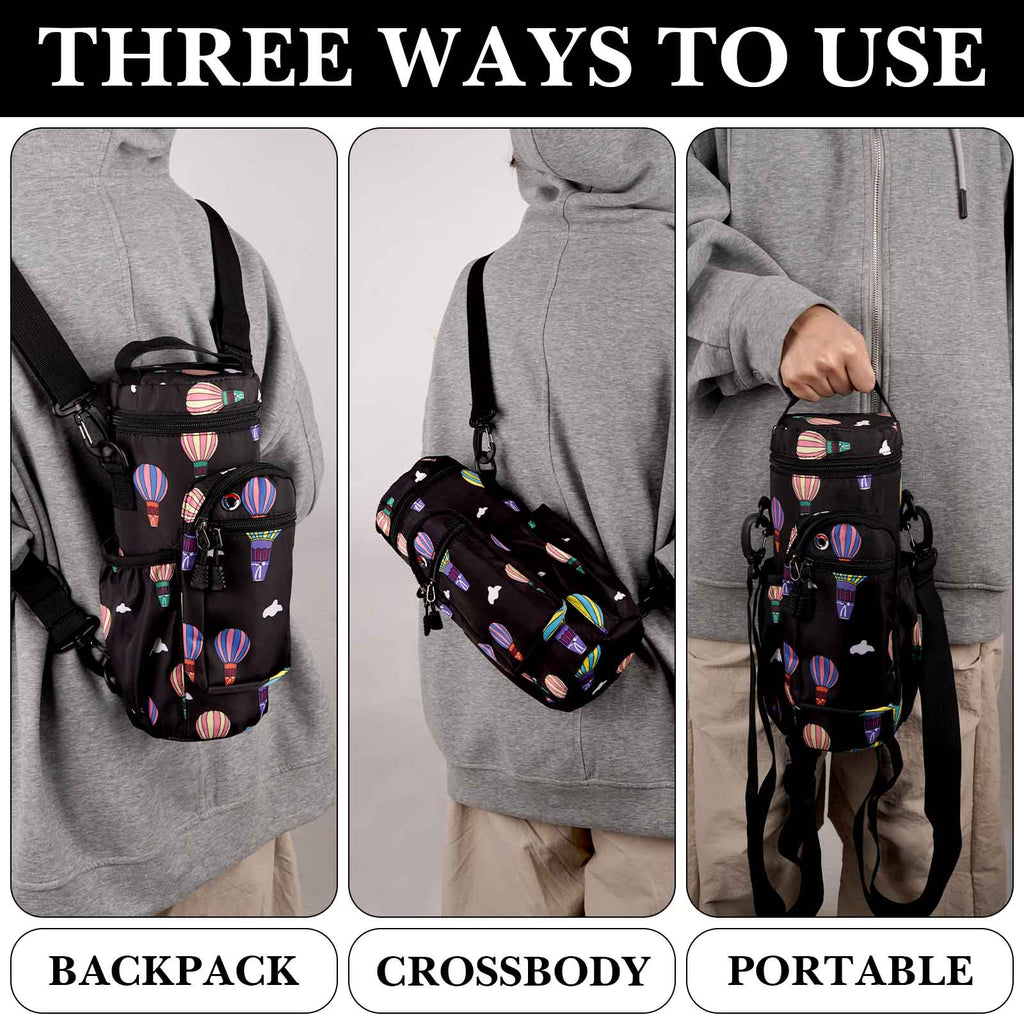 Linkidea Water Bottle Carrier with Strap Compatible with CamelBak Chute Mag 50oz, Sports Waterbottle Sling Bag Holder with Side Pocket, Shoulder Strap with Phone Pocket, Black
