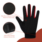 Linkidea Kids Winter Running Gloves, Adjustable Compression Gloves with Anti-Slip Grip Fits Kids Youth, Breathable Soccer Accessories Compatible Touchscreen (Red, M)