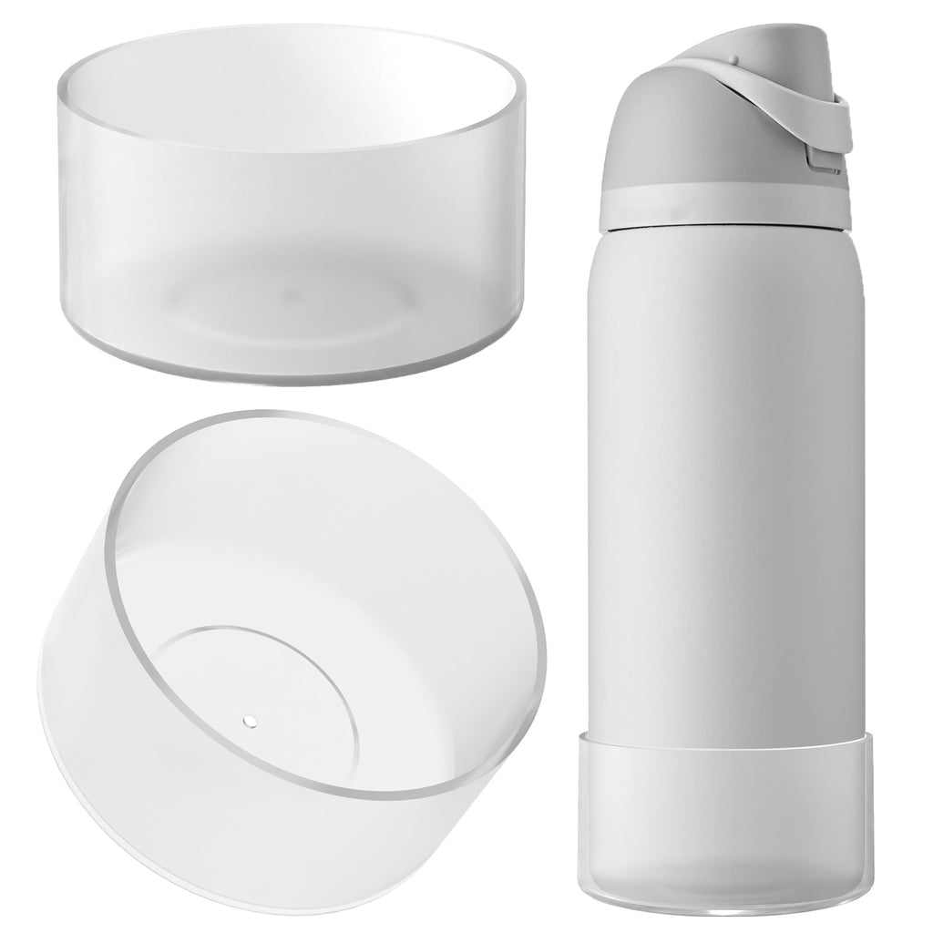 Linkidea 2 Pack Water Bottle Boot Compatible with Owala FreeSip 32oz, Twist 32oz, Silicone Anti-Slip Bottle Bottom Bumper Protector (Clear White)