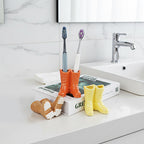 Linkidea Countertop Toothbrush Holder for Bathroom, Unique Ceramic Single Slot Vanity Stand, Compatible with Oral-B CrossAction, Colgate Renewal Manual Toothbrush (Brown)