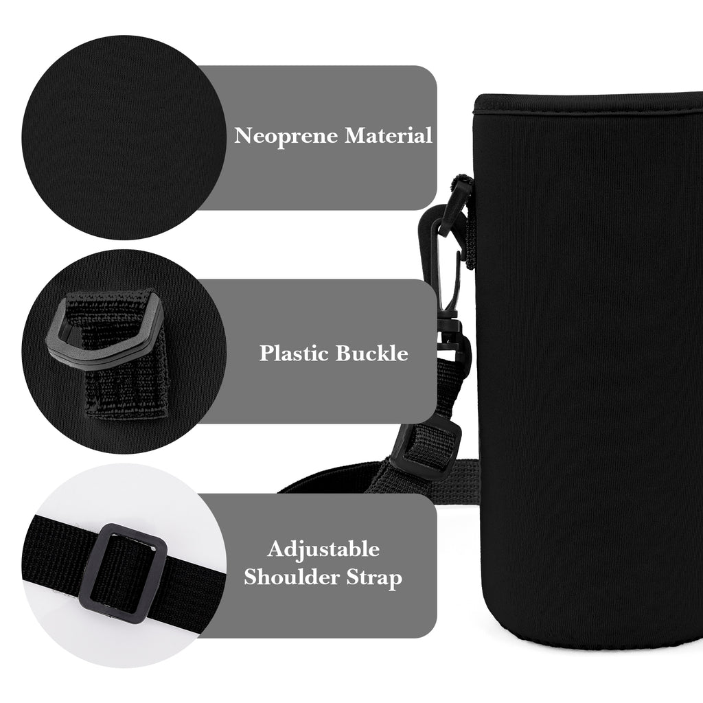 Linkidea Water Bottle Carrier with Strap Compatible with Simple Modern Summit Collection 32oz, Hydro Flask Wide Mouth, Waterbottle Sling Bag Holder with Shoulder Strap (Black)