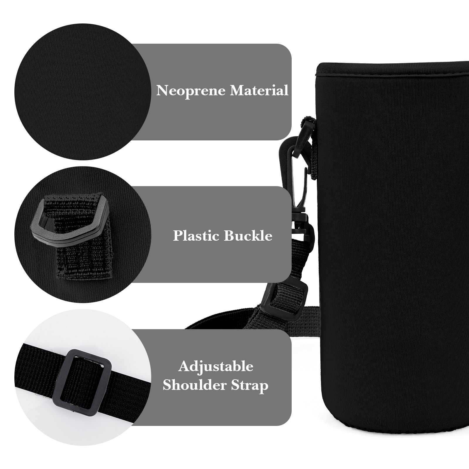 Linkidea Water Bottle Carrier with Strap Compatible with Simple Modern Summit Collection 32oz, Hydro Flask Wide Mouth, Waterbottle Sling Bag Holder with Shoulder Strap (Black)