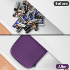 Linkidea Small Hard Case Battery Organizer Storage Box, Portable Holder and Carrying Container for 32 AA AAA Cells, Compact Travel Storage Case (Purple)