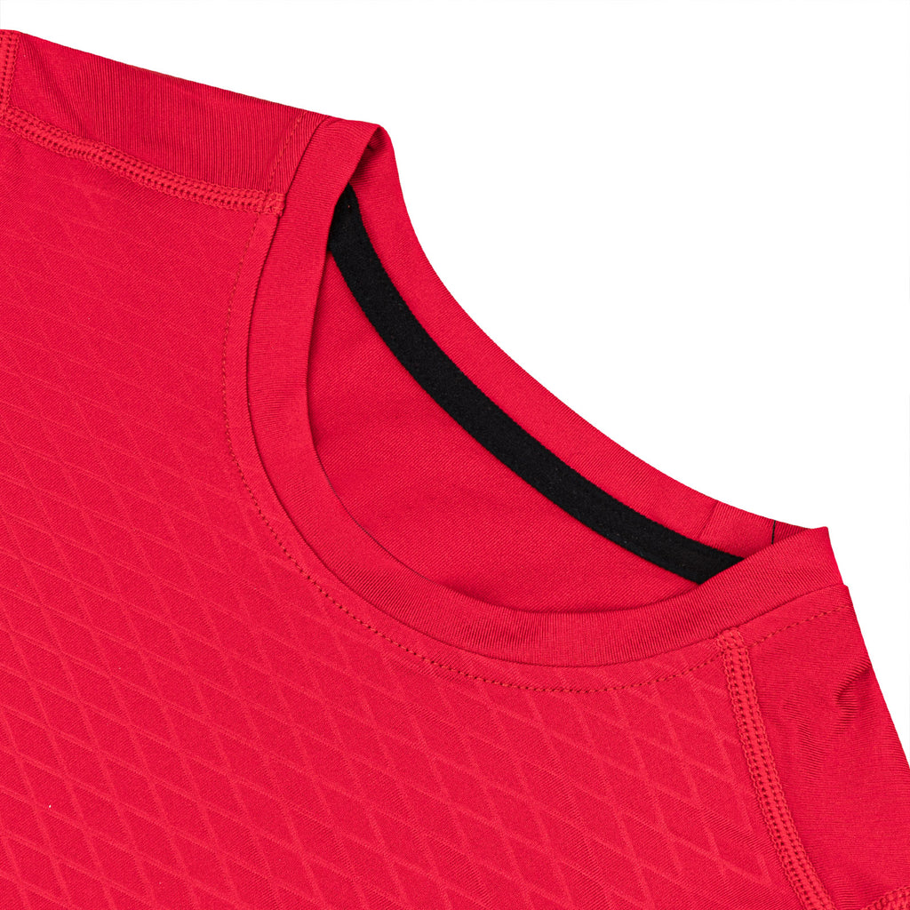 Soccer Compression Shirt for Kids, Breathable Moisture Wicking Long Sleeve Undershirt, Athletic Performance Base Layer Cold Weather Shirts for Child Age 14 - 15 (Red, Size L)