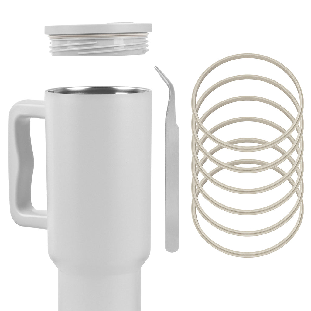 Linkidea 6 Pack Water Bottle Gasket Replacement Compatible with Simple Modern Trek 40oz Tumbler, Silicone O Ring Leak Proof Rubber Seal with Tweezer for Bottle Lid, Apricot