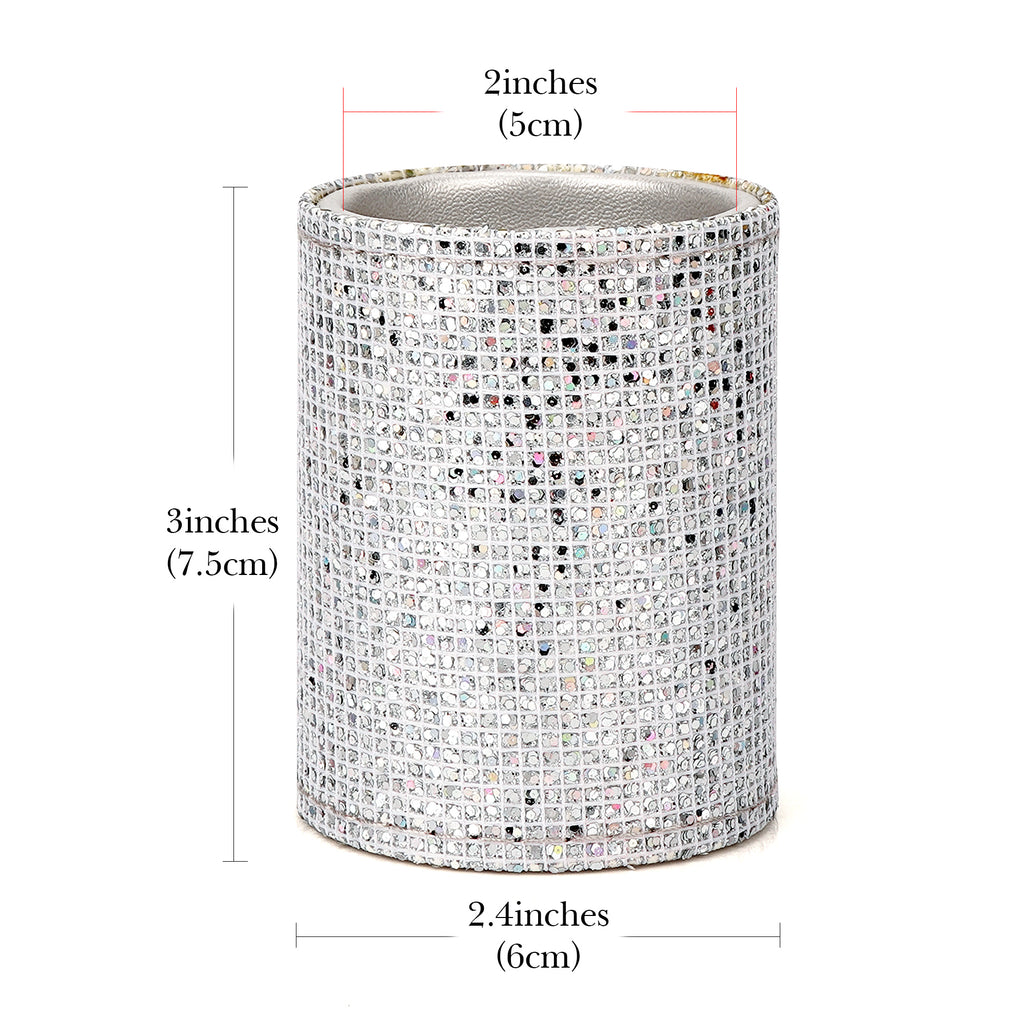 Reading Glasses Desk Holder Stand, Vegan Leather Lined Eyewear Display Storage for Nightstand Office Organizer (Small, Silver)