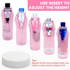 Linkidea 2 Pack Disposable Water Bottle Sleeve Compatible with Smartwater 16.9/20 Fl Oz, Evian 16.9 Fl Oz, Insulated Neoprene Bottled Water Cover Holder with Lockable Zipper, Pink