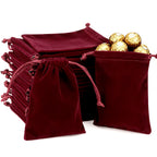 Linkidea 25 Pcs Velvet Drawstring Bags, Burgundy Small Gift Pouches for Jewelry, Candy, Wedding, Luxury Gift Pouches for Favors, Party, Christmas Packaging