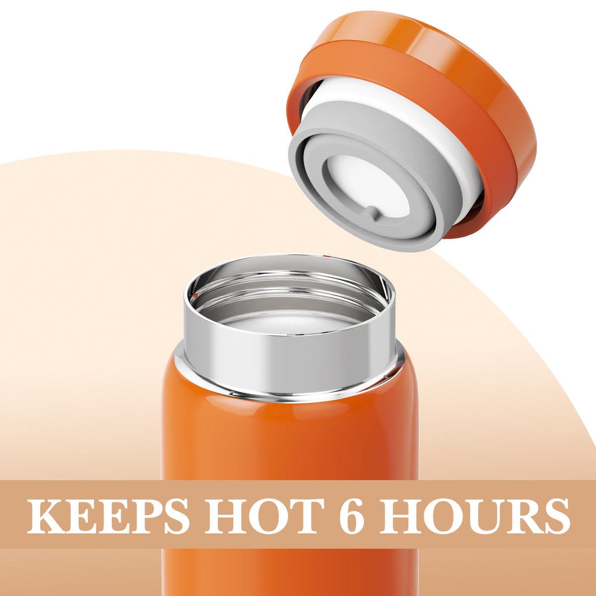 Linkidea 7oz (200ml) Mini Water Bottle, Vacuum Insulated Stainless Steel Bottle for Hot & Cold Drinks, Spill-Proof Small Bottle Fit Handbag, Purse and Pocket (Orange)