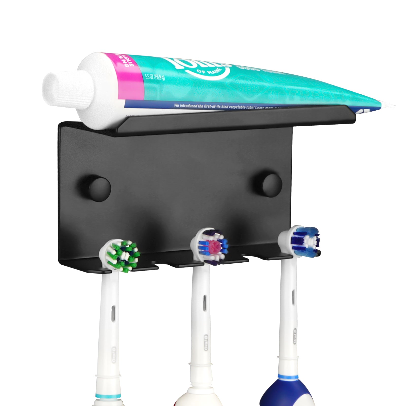 Linkidea Wall Mount Electric Toothbrush Holder for Bathroom, Aluminum Self Adhesive 5 Slots Tooth Brush Organizer Hanger Compatible with Oral-B iO Series, Philips Sonicare 5100/5300 (Black)