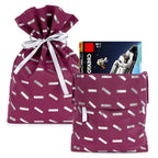 Linkidea 4 Pack Reusable Drawstring Gift Bags, Present Storage Bag for Birthday, Christmas, Non-Woven Fabric Gift Wrap Tote Bag for Kids Party Compatible with LEGO Toys (Size M / Purple)