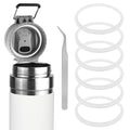 Linkidea 6 Pack Water Bottle Gasket Replacement Compatible with Stanley Quick Flip GO 24oz/36oz Waterbottle, Silicone O Ring Leak Proof Rubber Seal with Tweezer for Bottle Lid, White