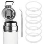 Linkidea 6 Pack Water Bottle Gasket Replacement Compatible with Stanley Quick Flip GO 24oz/36oz Waterbottle, Silicone O Ring Leak Proof Rubber Seal with Tweezer for Bottle Lid, White