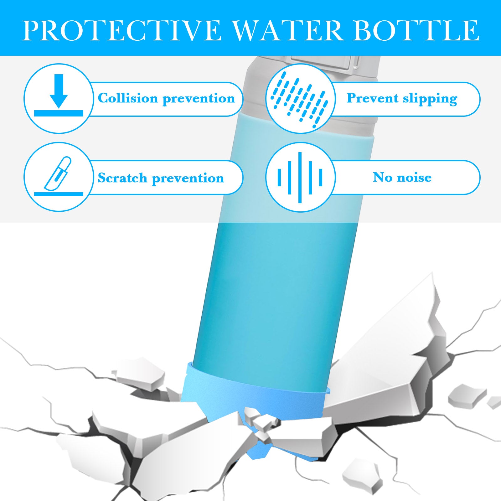 Linkidea 2 Pack Water Bottle Boot Compatible with Stanley Quick Flip GO 36oz, Silicone Bottle Bottom Bumper Protector (Blue)