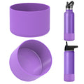 Linkidea 2 Pack Water Bottle Boot Compatible with IRON °FLASK Wide/Narrow Mouth 12oz/14oz/16oz/18oz/20oz/22oz/24oz, Silicone Bottle Bottom Sleeve Cover Bumper Protector (Purple)